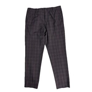 ZARA‎ MAN Dark Plaid Tapered Trousers 32x26 Dark Academia Slim Fit Heritage
